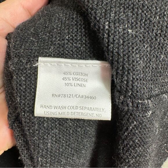 Eileen Fisher Cotton Viscose Linen Blend Long Cardigan Draped Front Marled Large - Picture 7 of 8